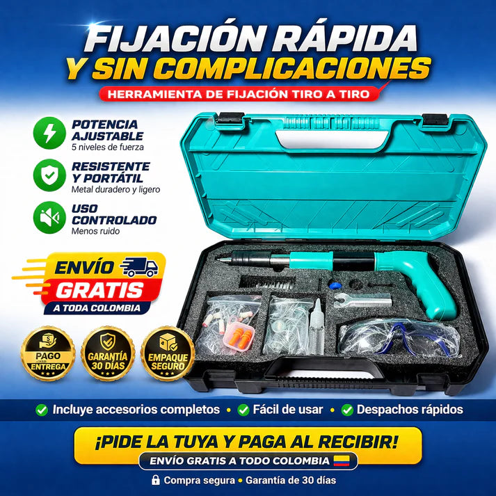 Pistola Remachadora de Clavos + Regalo 🎁Estuche con Guantes + Gafas Protectoras, compacta, potente y lista para usar desde el primer momento.