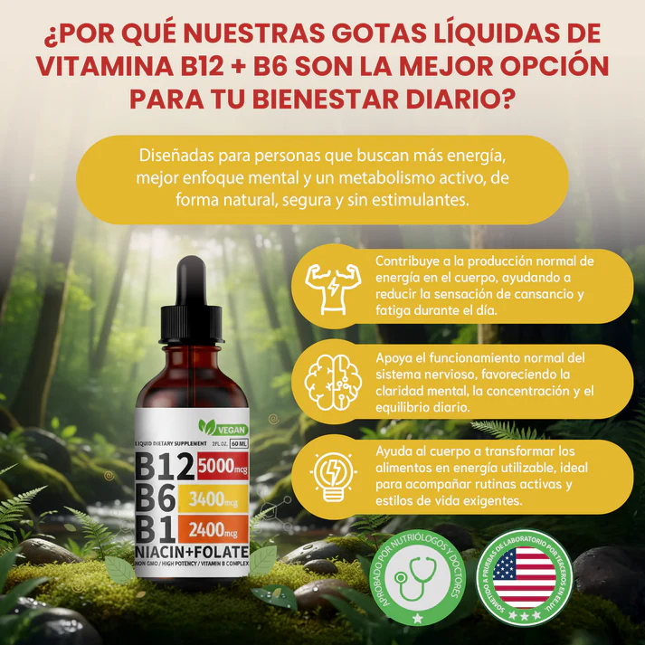 ¿Te sientes cansado todo el día? — recupera tu energía con vitamina B12+B6+B1 en gotas