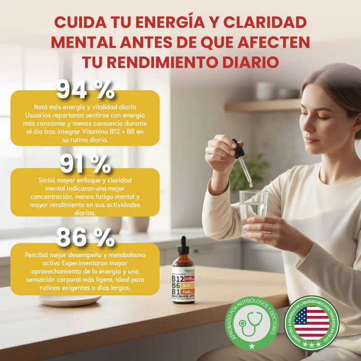 ¿Te sientes cansado todo el día? — recupera tu energía con vitamina B12+B6+B1 en gotas