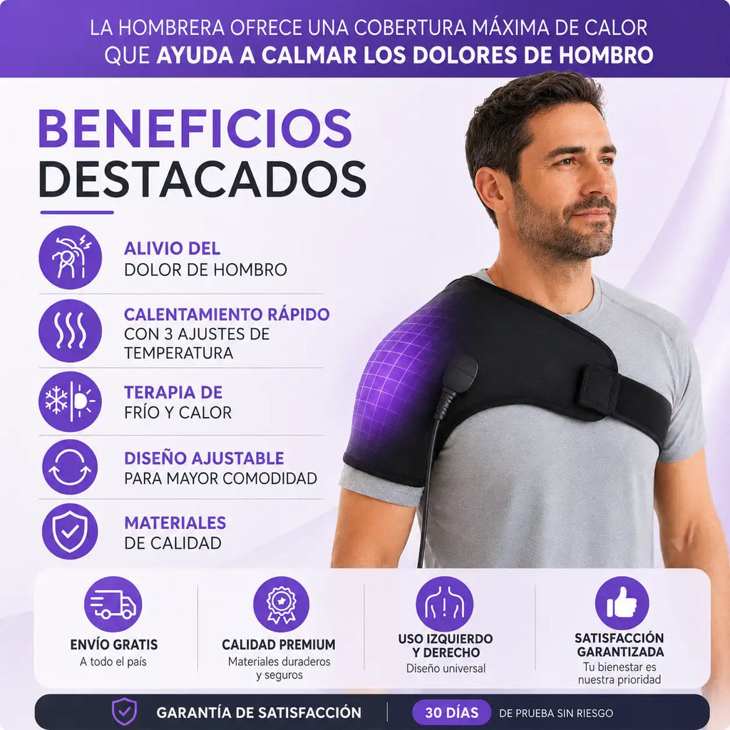 DILE ADIOS AL DOLOR DE HOMBRO — Con la Almohadilla Térmica de calor profundo para hombro.
