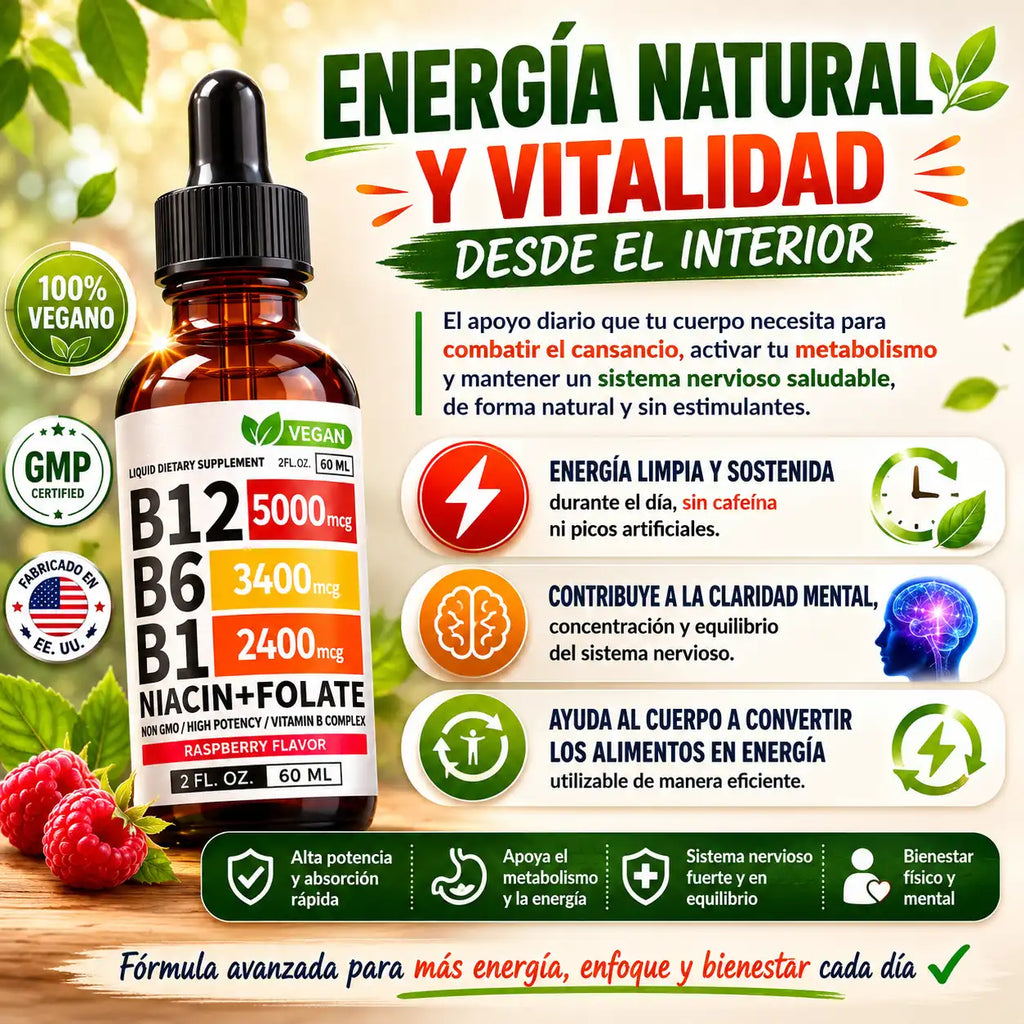 ¿Te sientes cansado todo el día? — recupera tu energía con vitamina B12+B6+B1 en gotas